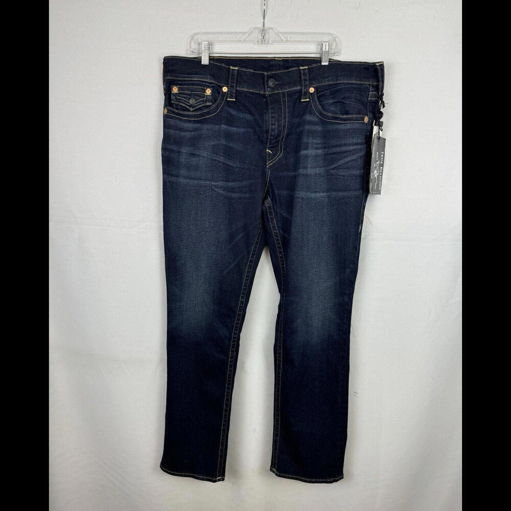 True Religion Ricky Relaxed Straight Dark Wash Blue Size 38x32